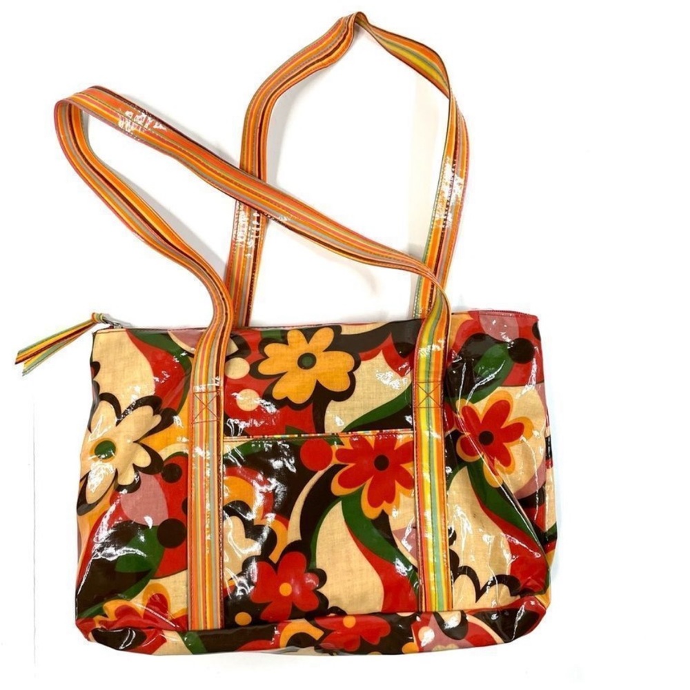 Retro Floral Print Tote Bag